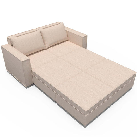 Ainfox 6-Seat Modular Sectional Sofa Sleeper Sofa Flannel Sofa with Storage Seat Beige