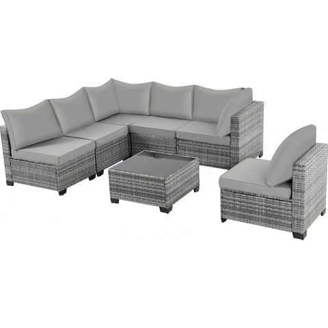 Ainfox 7PCS Patio Sofa Set For Indoor And Outdoor