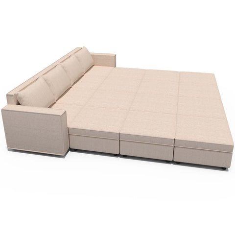 Ainfox 16-Seat Modular Sectional Sofa Sleeper Sofa Flannel Sofa with Storage Seat Beige