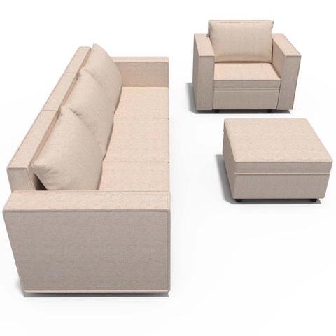 Ainfox 4-Seat and coffee table Modular Sectional Sofa Sleeper Sofa Flannel Sofa with Storage Seat
