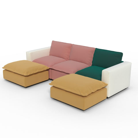 Ainfox U-shaped Module Sofa 5-Seat Oversized Rainbow Sofa With 2 Ottoman