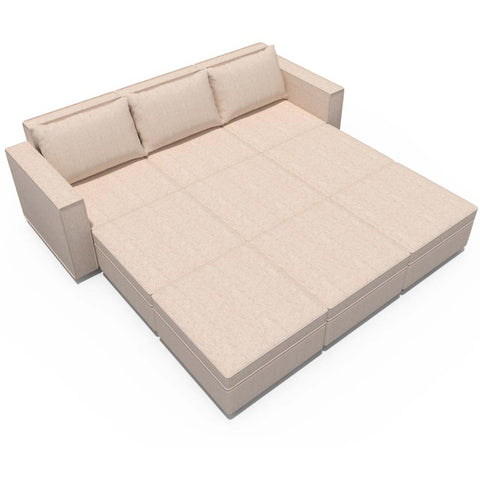 Ainfox 9-Seat Modular Sectional Sofa Sleeper Sofa Flannel Sofa with Storage Seat Beige