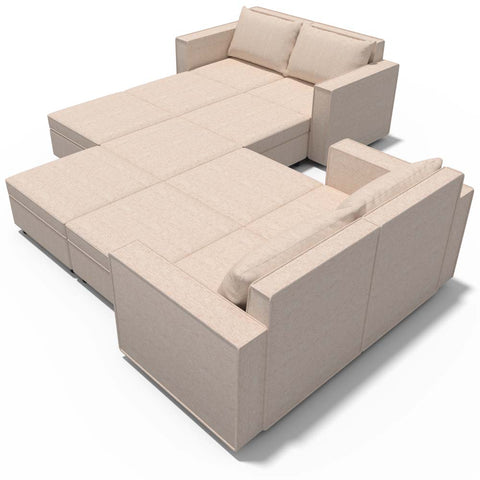 Ainfox 11-Seat and Ottoman Modular Sectional Sofa Sleeper Sofa Flannel Sofa with Storage Seat
