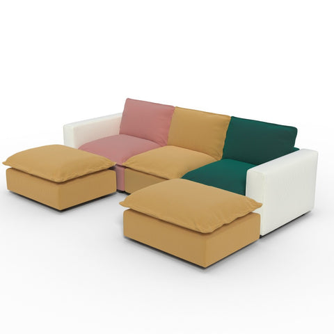 Ainfox U-shaped Module Sofa 5-Seat Oversized Rainbow Sofa With 2 Ottoman