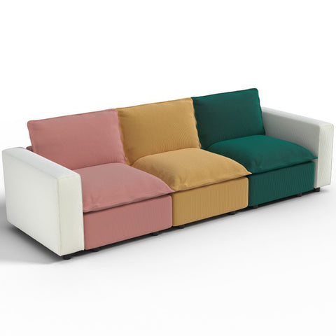 Ainfox 114 inch 3-Seat Sofa Luxury Sofa Rainbow Sofa With White Armrest For Home,Appartment,Villa