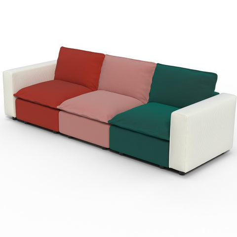 Ainfox 114 inch 3-Seat Sofa Luxury Sofa Rainbow Sofa With White Armrest For Home,Appartment,Villa