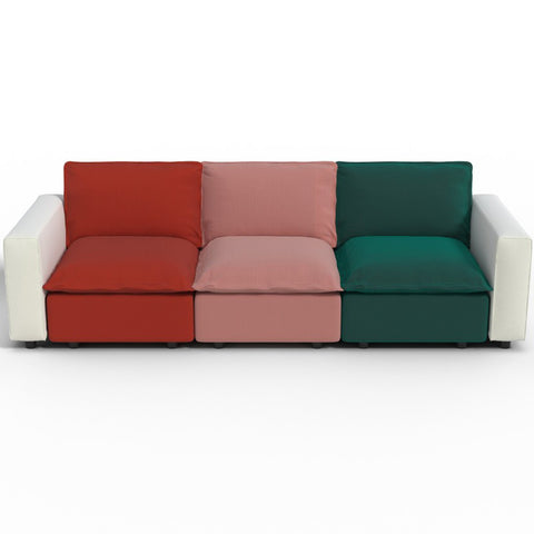 Ainfox 114 inch 3-Seat Sofa Luxury Sofa Rainbow Sofa With White Armrest For Home,Appartment,Villa