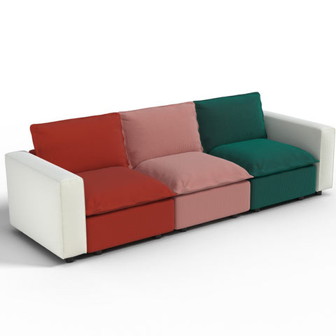 Ainfox 114 inch 3-Seat Sofa Luxury Sofa Rainbow Sofa With White Armrest For Home,Appartment,Villa