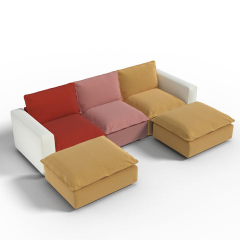 Ainfox U-shaped Module Sofa 5-Seat Oversized Rainbow Sofa With 2 Ottoman