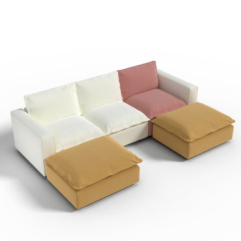 Ainfox U-shaped Module Sofa 5-Seat Oversized Rainbow Sofa With 2 Ottoman