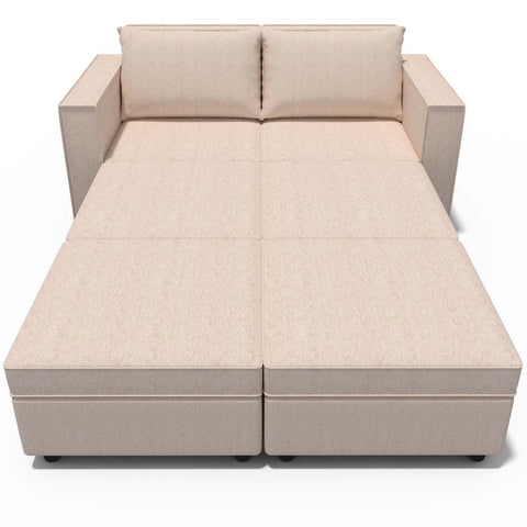 Ainfox 6-Seat Modular Sectional Sofa Sleeper Sofa Flannel Sofa with Storage Seat Beige