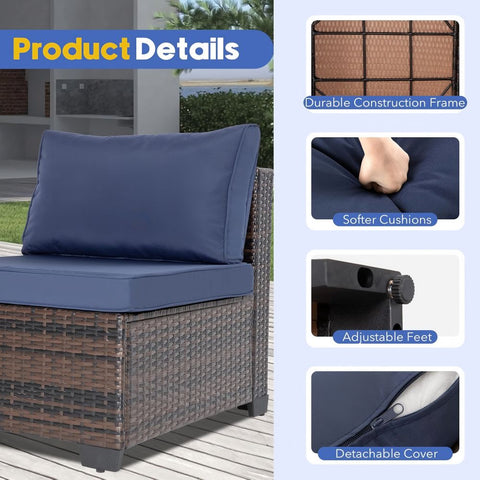 Ainfox 7PCS Patio Sofa Set For Indoor And Outdoor