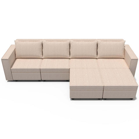 Ainfox 6-Seat and Ottoman Modular Sectional Sofa Sleeper Sofa Flannel Sofa with Storage Seat