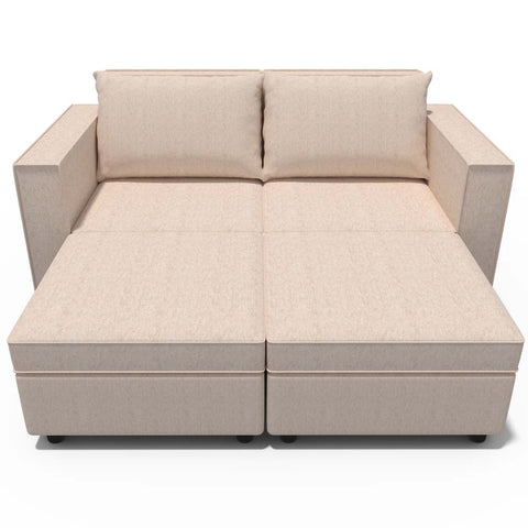 Ainfox 4-Seat Modular Sectional Sofa Sleeper Sofa Flannel Sofa with Storage Seat Beige
