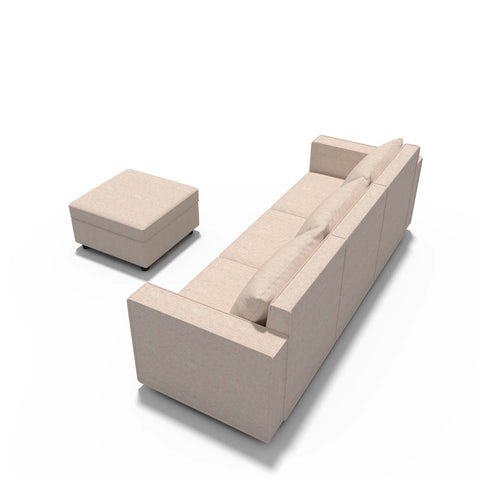 Ainfox 3-Seat and 1-Ottoman Modular Sectional Sofa Sleeper Sofa Flannel Sofa with Storage Seat