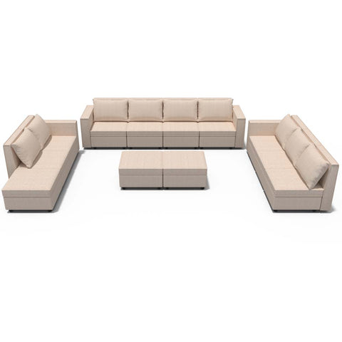 Ainfox 12-Seat Modular Sectional Sofa Sleeper Sofa Flannel Sofa with Storage Seat Beige