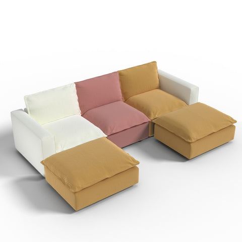 Ainfox U-shaped Module Sofa 5-Seat Oversized Rainbow Sofa With 2 Ottoman