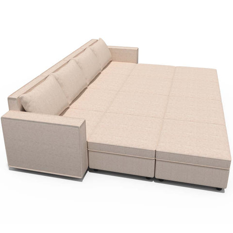 Ainfox 12-Seat Modular Sectional Sofa Sleeper Sofa Flannel Sofa with Storage Seat Beige