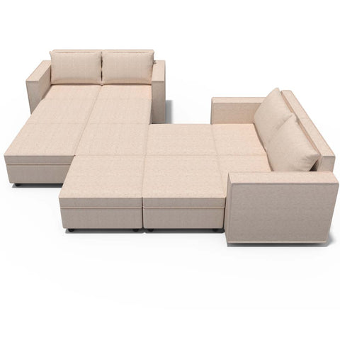 Ainfox 11-Seat and Ottoman Modular Sectional Sofa Sleeper Sofa Flannel Sofa with Storage Seat