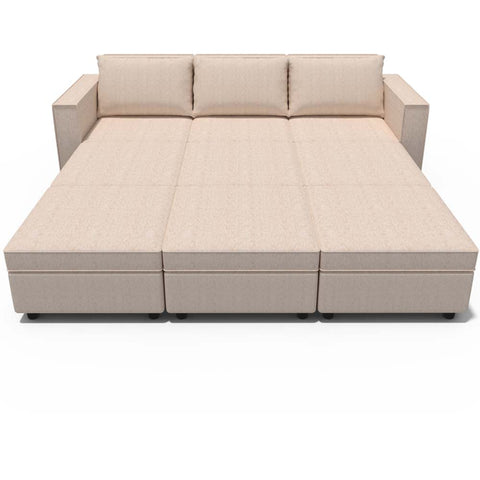 Ainfox 9-Seat Modular Sectional Sofa Sleeper Sofa Flannel Sofa with Storage Seat Beige
