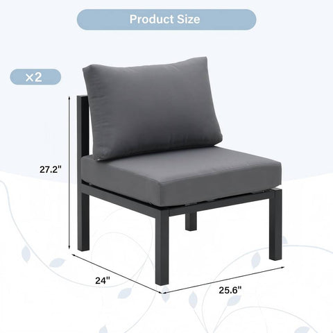 Ainfox 2Pcs Patio Sofa LoveSeat Aluminum sofa