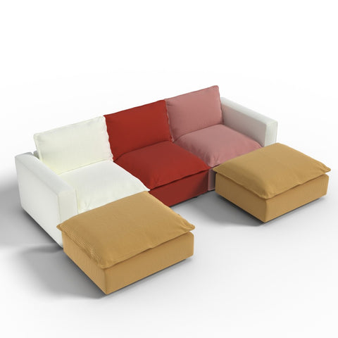 Ainfox U-shaped Module Sofa 5-Seat Oversized Rainbow Sofa With 2 Ottoman