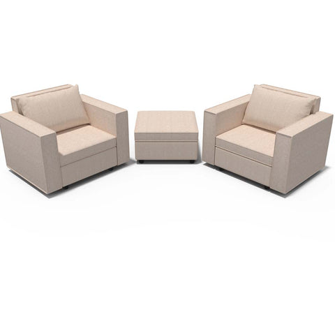 Ainfox 2-Seat and Ottoman Modular Sectional Sofa Sleeper Sofa Flannel Sofa with Storage Seat