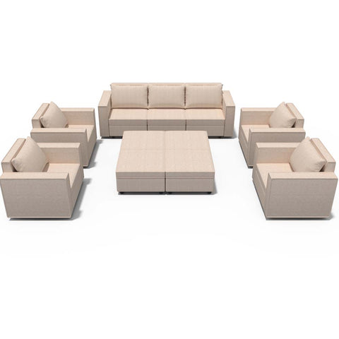Ainfox 11-Seat Modular Sectional Sofa Sleeper Sofa Flannel Sofa with Storage Seat Beige