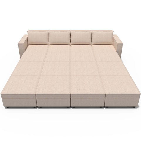 Ainfox 16-Seat Modular Sectional Sofa Sleeper Sofa Flannel Sofa with Storage Seat Beige