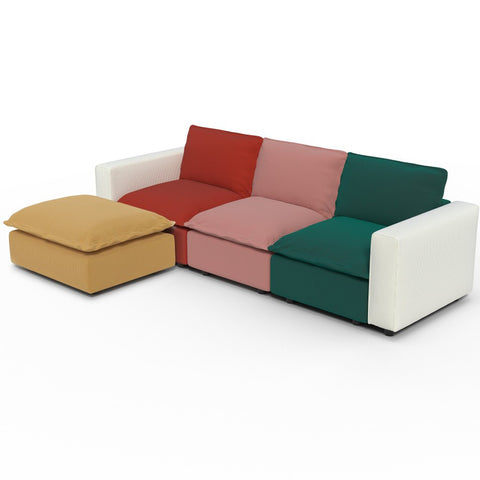 Ainfox L-shaped Module Sofa Oversized Rainbow Sofa With Ottoman