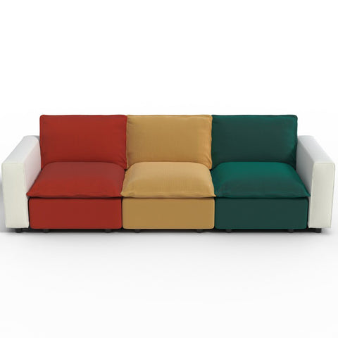 Ainfox 114 inch 3-Seat Sofa Luxury Sofa Rainbow Sofa With White Armrest For Home,Appartment,Villa