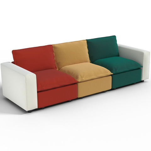 Ainfox 114 inch 3-Seat Sofa Luxury Sofa Rainbow Sofa With White Armrest For Home,Appartment,Villa