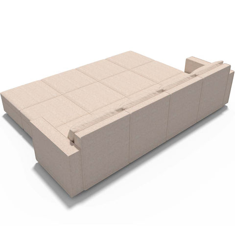 Ainfox 12-Seat Modular Sectional Sofa Sleeper Sofa Flannel Sofa with Storage Seat Beige