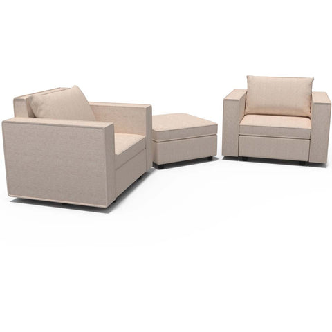 Ainfox 2-Seat and Ottoman Modular Sectional Sofa Sleeper Sofa Flannel Sofa with Storage Seat