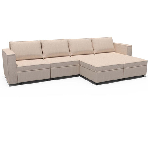 Ainfox 6-Seat and Ottoman Modular Sectional Sofa Sleeper Sofa Flannel Sofa with Storage Seat