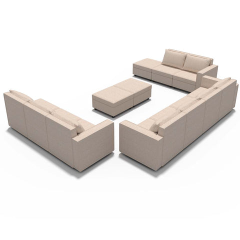 Ainfox 12-Seat Modular Sectional Sofa Sleeper Sofa Flannel Sofa with Storage Seat Beige