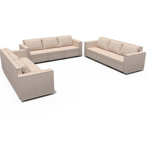 Ainfox 9-Seat Modular Sectional Sofa Sleeper Sofa Flannel Sofa with Storage Seat Beige