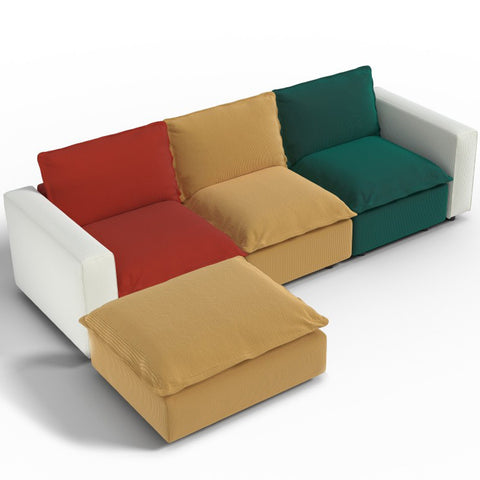 Ainfox L-shaped Module Sofa Oversized Rainbow Sofa With Ottoman