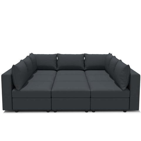 Ainfox 9 Seats + 9 Sides Modular Sectional Sofa Sleeper Sofa Flannel Sofa with Storage Seat