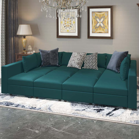 Ainfox 9 Seats + 9 Sides Modular Sectional Sofa Sleeper Sofa Flannel Sofa with Storage Seat