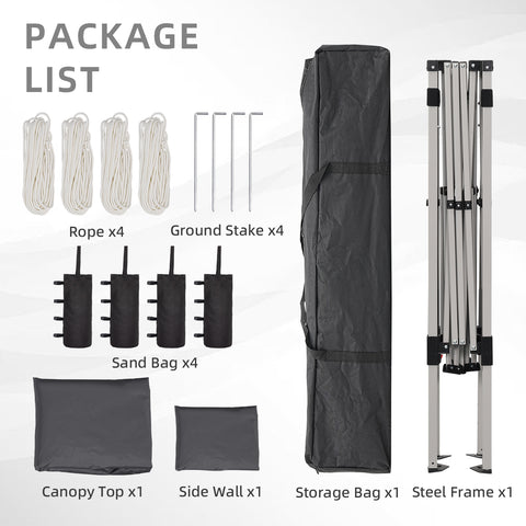 Ainfox 8ft x10ft Pop Up Canopy Tent, Portable Gazebo, Outdoor Canopy for Events With 1/2 SideWall and 4 Sandbags
