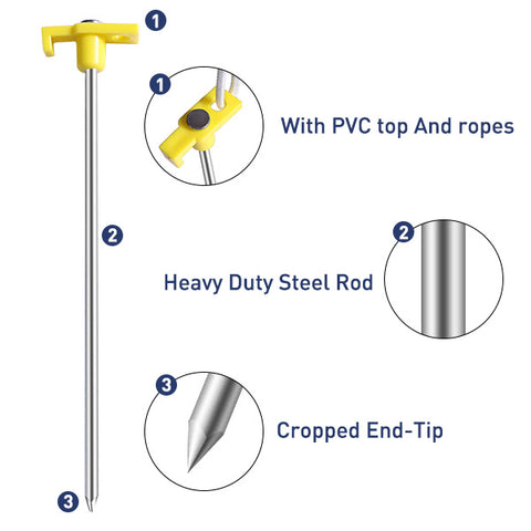 10PCS Galvanized Non-Rust CampingTent Pop Up Tent Stakes Canopy Anchors
