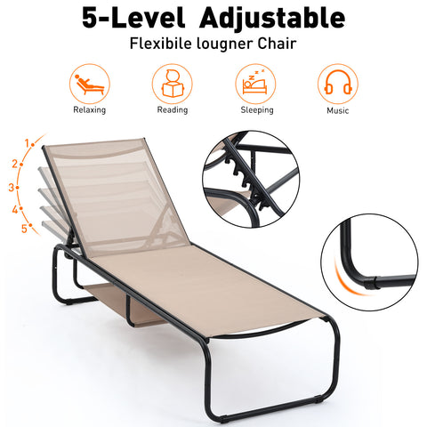 Ainfox 2 pcs Patio Lounge Chair Outdoor, Pool Lounge Chairs
