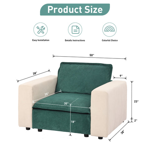 Ainfox Module Sofa Oversized Sectional Sofa Green With Armrest Beige For Living Room