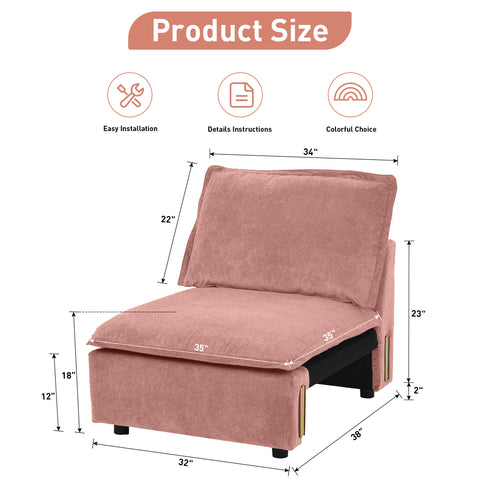 Ainfox Module Sofa Oversized Sectional Sofa Pink For Living Room