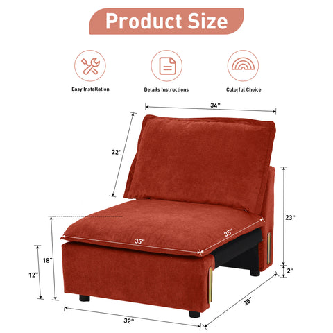 Ainfox Module Sofa Oversized Sectional Sofa Red For Living Room