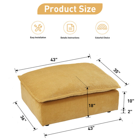 Ainfox Module Sofa Oversized Sectional Sofa Ottoman Yellow For Living Room