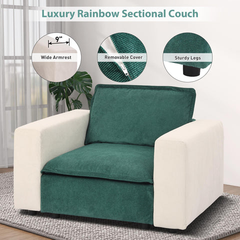 Ainfox Module Sofa Oversized Sectional Sofa Green With Armrest Beige For Living Room