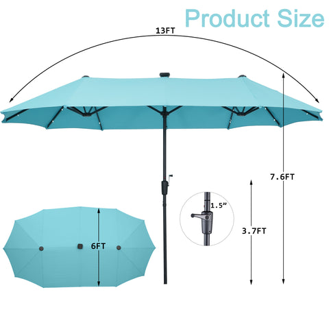 Ainfox 13ft Patio Umbrella Outdoor With 36 Led Lights For Outdoor,Market
