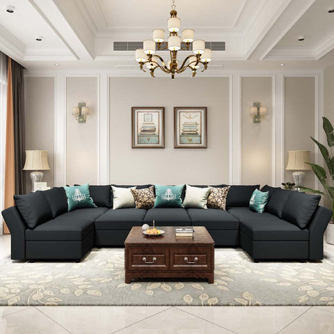 Ainfox U-shaped 12 Seats +12 Sides Modular Sofa Sectional Sofa With Storage Seat